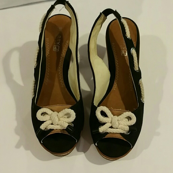 SPERRY TOP SIDER WEDGE PEEP TOE HEELS - Picture 3 of 6